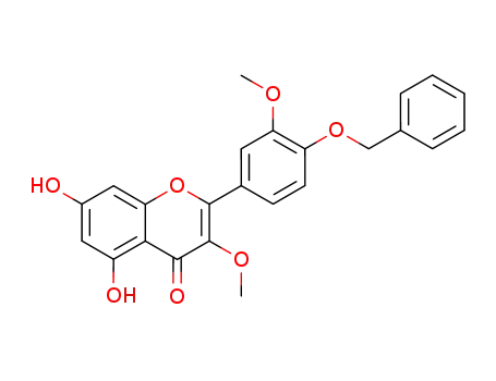Molecular Structure of 95957-71-4 (2-(4-benzyloxy-3-methoxy-phenyl)-5,7-dihydroxy-3-methoxy-chromen-4-one)