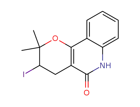 Molecular Structure of 143704-16-9 (3-iodo-3,4,5,6-tetrahydro-5-oxo-2,2-dimethyl-2H-pyrano<3.2-c>quinoline)