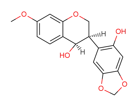 Molecular Structure of 114763-10-9 ((+/-)-cis-3,4-dihydro-4-hydroxy-3-(2-hydroxy-4,5-methylenedioxyphenyl)-7-methoxy-2H-benzopyran)