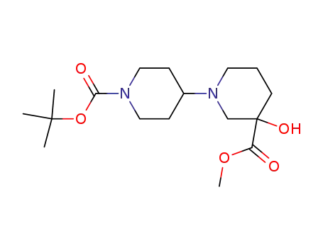 Molecular Structure of 923010-85-9 ([1,4'-Bipiperidine]-1',3-dicarboxylic acid, 3-hydroxy-, 1'-(1,1-diMethylethyl) 3-Methyl ester)