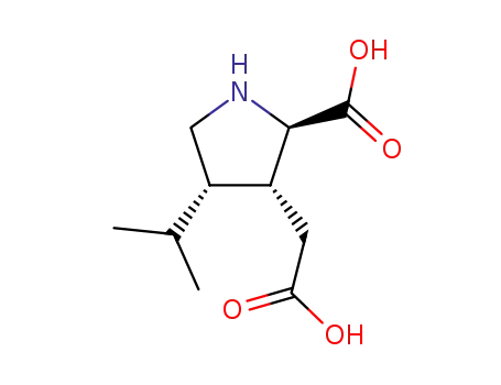 Molecular Structure of 52497-36-6 ((2S,3S,4R)-2-CARBOXY-4-ISOPROPYL-3-PYRROLIDINEACETIC ACID)
