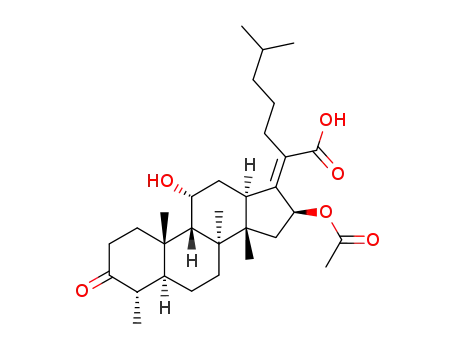 Molecular Structure of 3482-45-9 (2-[(4S,5S,8S,9S,10S,11R,13R,14S,16S)-16-Acetoxy-11-hydroxy-4,8,10,14-tetramethyl-3-oxo-hexadecahydro-cyclopenta[a]phenanthren-(17Z)-ylidene]-6-methyl-heptanoic acid)