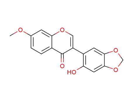 Molecular Structure of 19202-30-3 (3-(6-hydroxy-benzo[1,3]dioxol-5-yl)-7-methoxy-chromen-4-one)