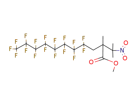 Molecular Structure of 84108-44-1 (4,4,5,5,6,6,7,7,8,8,9,9,10,10,11,11,11-Heptadecafluoro-2-methyl-2-(1-methyl-1-nitro-ethyl)-undecanoic acid methyl ester)