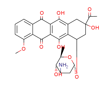 Molecular Structure of 75444-30-3 ((1S,3S)-3-acetyl-3,5,12-trihydroxy-10-methoxy-6,11-dioxo-1,2,3,4,6,11-hexahydrotetracen-1-yl 3-amino-2,3,6-trideoxy-alpha-D-arabino-hexopyranoside)
