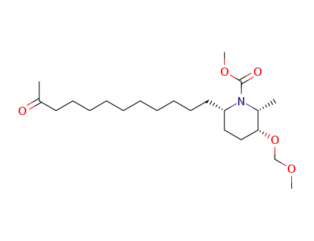 Molecular Structure of 153109-91-2 (Methyl (+)-3-(methoxymethoxy)-2-methyl-6-(11-oxododecyl)piperidine-1-carboxylate)