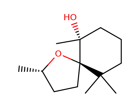 Molecular Structure of 57967-70-1 ([2alpha,5beta(R*)]-2,6,10,10-tetramethyl-1-oxaspiro[4.5]decan-6-ol)