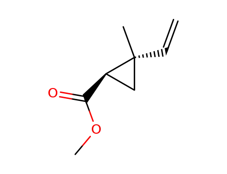 Molecular Structure of 96358-59-7 (Cyclopropanecarboxylic acid, 2-ethenyl-2-methyl-, methyl ester, cis- (9CI))
