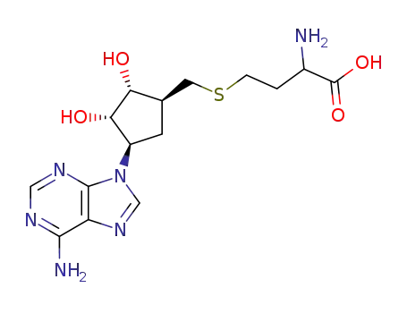 Molecular Structure of 94842-39-4 (<i>S</i>-[4-(6-amino-purin-9-yl)-2,3-dihydroxy-cyclopentylmethyl]-homocysteine)