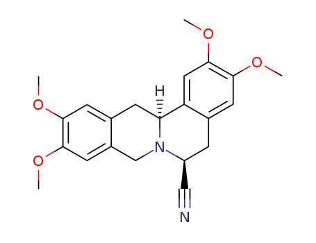 Molecular Structure of 78083-88-2 ((6S,13aS)-2,3,10,11-Tetramethoxy-5,8,13,13a-tetrahydro-6H-isoquino[3,2-a]isoquinoline-6-carbonitrile)