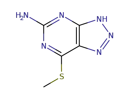 Molecular Structure of 6312-61-4 (7-(methylsulfanyl)-7aH-[1,2,3]triazolo[4,5-d]pyrimidin-5-amine)