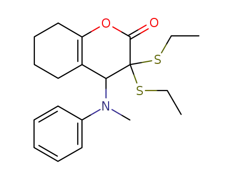 Molecular Structure of 63154-96-1 (3,3-bis(ethylsulfanyl)-4-[methyl(phenyl)amino]-3,4,5,6,7,8-hexahydro-2H-chromen-2-one)