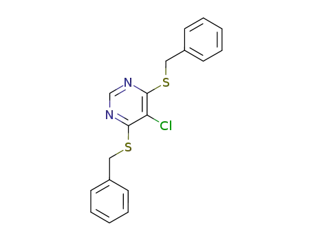 Molecular Structure of 6303-53-3 (4,6-bis(benzylsulfanyl)-5-chloro-pyrimidine)