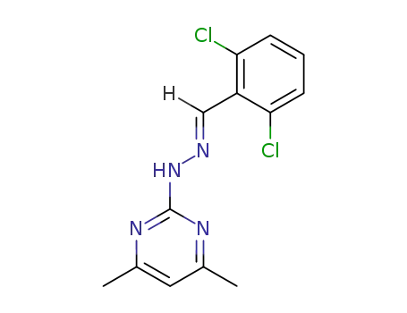 Molecular Structure of 63110-84-9 (2-{(2E)-2-[(2,6-dichlorophenyl)methylidene]hydrazino}-4,6-dimethylpyrimidine)