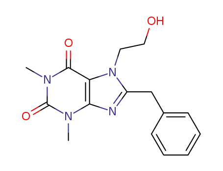 Molecular Structure of 6329-79-9 (8-benzyl-7-(2-hydroxyethyl)-1,3-dimethyl-3,7-dihydro-1H-purine-2,6-dione)