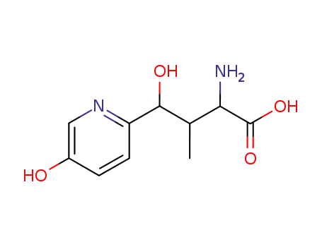 Molecular Structure of 67676-66-8 ((αS,βS,γS)-α-Amino-γ,5-dihydroxy-β-methyl-2-pyridinebutanoic acid)
