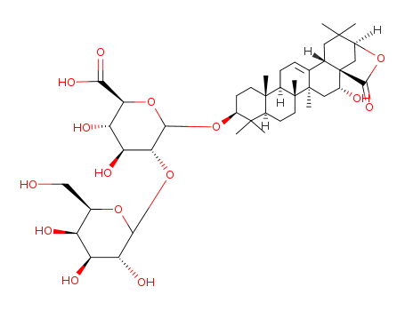 Molecular Structure of 142784-48-3 (b-D-Glucopyranosiduronic acid, (3b,16a,21b)-21,28-epoxy-16-hydroxy-28-oxoolean-12-en-3-yl 2-O-b-D-galactopyranosyl- (9CI))