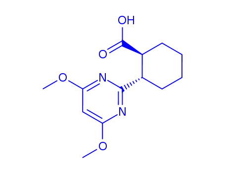 Molecular Structure of 633320-99-7 (2-(4,6-DIMETHOXYPYRIMIDIN-2-YL)CYCLOHEXANECARBOXYLICACID(RACEMICMIXTUREOFCIS-ISOMERS))