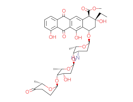 methyl 4-({3-amino-2,3,6-trideoxy-4-O-[2,6-dideoxy-4-O-(6-methyl-5-oxotetrahydro-2H-pyran-2-yl)hexopyranosyl]hexopyranosyl}oxy)-2-ethyl-2,5,7-trihydroxy-6,11-dioxo-1,2,3,4,6,11-hexahydrotetracene-1-carboxylate