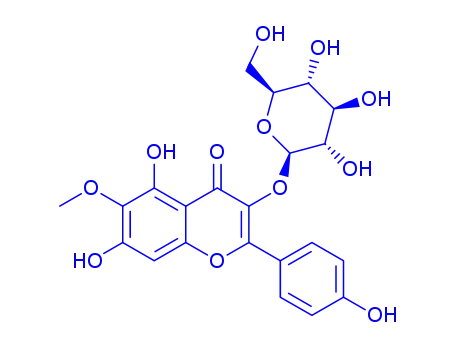 Molecular Structure of 63422-27-5 (5,7-dihydroxy-2-(4-hydroxyphenyl)-6-methoxy-4-oxo-4H-chromen-3-yl beta-D-allopyranoside)