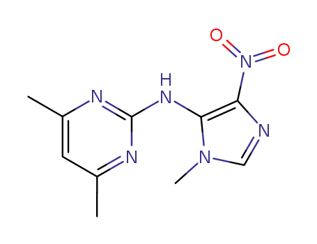 Molecular Structure of 6328-60-5 (4,6-dimethyl-N-(1-methyl-4-nitro-1H-imidazol-5-yl)pyrimidin-2-amine)