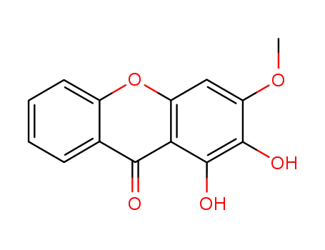 Molecular Structure of 33018-33-6 (9H-Xanthen-9-one, 1,2-dihydroxy-3-methoxy-)