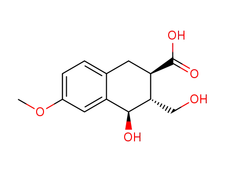 Molecular Structure of 6332-61-2 (4-hydroxy-3-(hydroxymethyl)-6-methoxy-1,2,3,4-tetrahydronaphthalene-2-carboxylic acid)