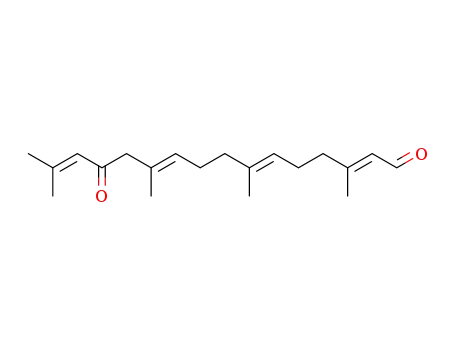 Molecular Structure of 111950-82-4 (2,6,10,14-Hexadecatetraenal,3,7,11,15-tetramethyl-13-oxo-, (2E,6E,10E)-)