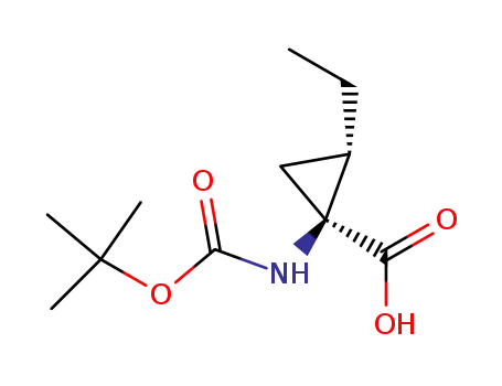 Molecular Structure of 136378-34-2 ((1S,2S)-1-(N-(tert-butoxycarbonyl)amino)-2-ethylcyclopropane-1-carboxylic acid)