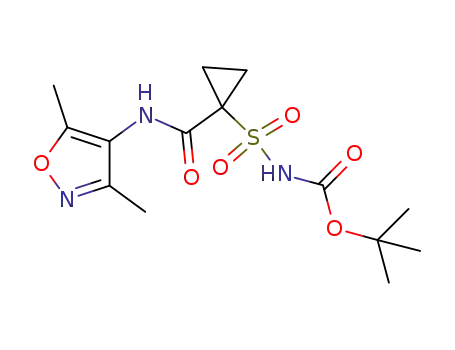 Molecular Structure of 681808-47-9 (Carbamic acid,
[[1-[[(3,5-dimethyl-4-isoxazolyl)amino]carbonyl]cyclopropyl]sulfonyl]-,
1,1-dimethylethyl ester)