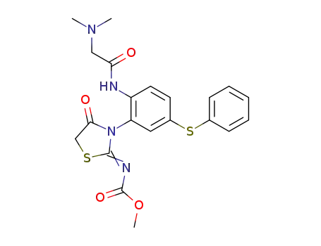 Molecular Structure of 63753-38-8 (methyl [(2Z)-3-{2-[(N,N-dimethylglycyl)amino]-5-(phenylsulfanyl)phenyl}-4-oxo-1,3-thiazolidin-2-ylidene]carbamate)