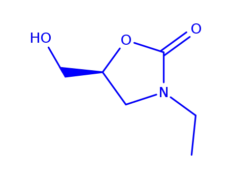 Molecular Structure of 637343-47-6 (2-Oxazolidinone,3-ethyl-5-(hydroxymethyl)-,(5S)-(9CI))