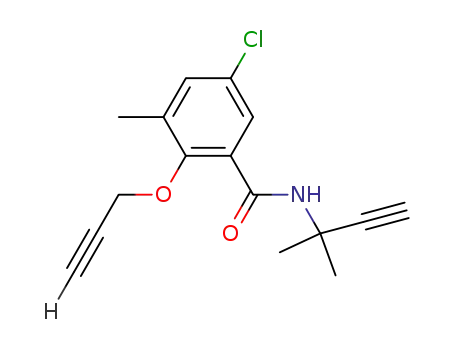 Molecular Structure of 63754-93-8 (5-chloro-N-(1,1-dimethylprop-2-yn-1-yl)-3-methyl-2-(prop-2-yn-1-yloxy)benzamide)