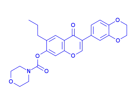 Molecular Structure of 637747-06-9 (3-(2,3-dihydro-1,4-benzodioxin-6-yl)-4-oxo-6-propyl-4H-chromen-7-yl4-morpholinecarboxylate)