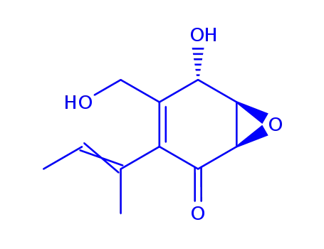 7-Oxabicyclo[4.1.0]hept-3-en-2-one, 5-hydroxy-4-(hydroxymethyl)-3-(1-methyl-1-propenyl)-, (1R,5S,6R)- (9CI)