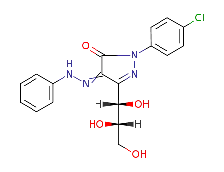 Molecular Structure of 63621-62-5 (2-(4-chlorophenyl)-4-(phenylhydrazono)-5-(1,2,3-trihydroxypropyl)-2,4-dihydro-3H-pyrazol-3-one)