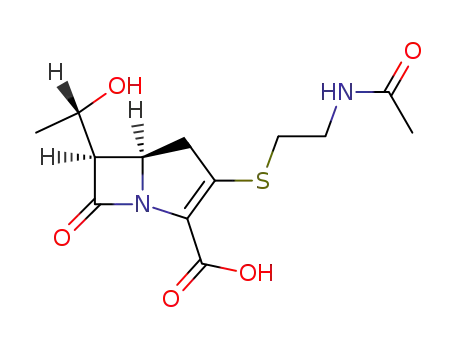 Molecular Structure of 74923-12-9 (1-Azabicyclo[3.2.0]hept-2-ene-2-carboxylicacid, 3-[[2-(acetylamino)ethyl]thio]-6-(1-hydroxyethyl)-7-oxo- (9CI))