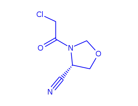 Molecular Structure of 637018-78-1 (4-Oxazolidinecarbonitrile, 3-(chloroacetyl)-, (4R)- (9CI))