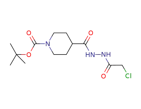 Molecular Structure of 685828-38-0 (1,4-Piperidinedicarboxylic acid, 1-(1,1-dimethylethyl) ester,
4-[2-(chloroacetyl)hydrazide])