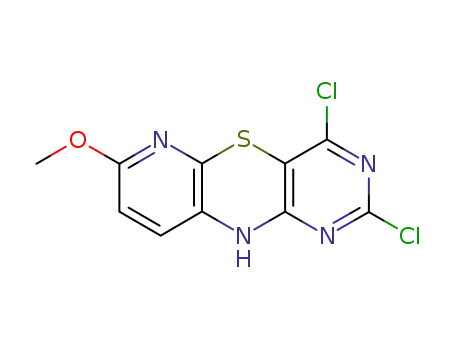 Molecular Structure of 63931-17-9 (2,4-dichloro-7-methoxy-10H-pyrido[2,3-b]pyrimido[4,5-e][1,4]thiazine)
