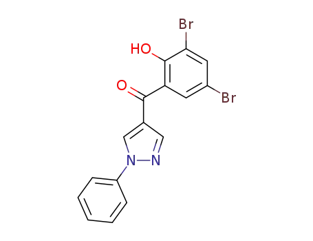 Molecular Structure of 68287-77-4 (4-(3,5-DIBROMO-2-HYDROXYBENZOYL)-1-PHENYLPYRAZOLE)