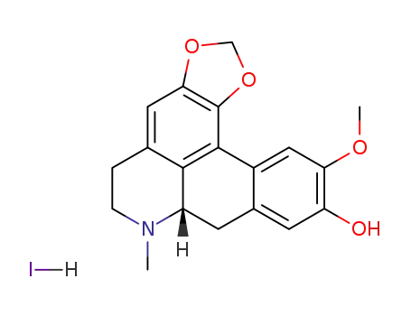 Molecular Structure of 16176-70-8 (10-methoxy-6-methyl-1,2-methylenedioxy-6aα-aporphan-9-ol; hydriodide)