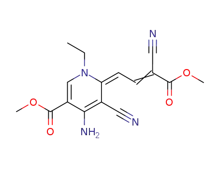 Molecular Structure of 68350-78-7 (methyl (6E)-4-amino-5-cyano-6-(3-cyano-4-methoxy-4-oxobut-2-en-1-ylidene)-1-ethyl-1,6-dihydropyridine-3-carboxylate)