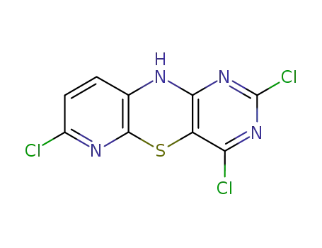 Molecular Structure of 63931-19-1 (2,4,7-trichloro-10H-pyrido[2,3-b]pyrimido[4,5-e][1,4]thiazine)