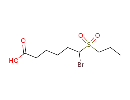 Molecular Structure of 85058-05-5 (Hexanoic acid, 6-bromo-6-(propylsulfonyl)-)
