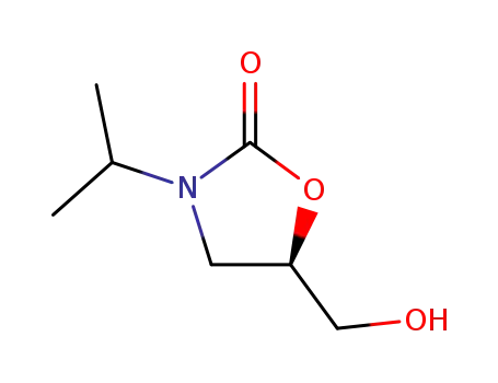 Molecular Structure of 68430-37-5 (2-Oxazolidinone,5-(hydroxymethyl)-3-(1-methylethyl)-,(5R)-(9CI))