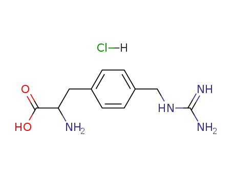 Molecular Structure of 64043-93-2 (4-{[(diaminomethylidene)amino]methyl}-L-phenylalanine hydrochloride (1:1))
