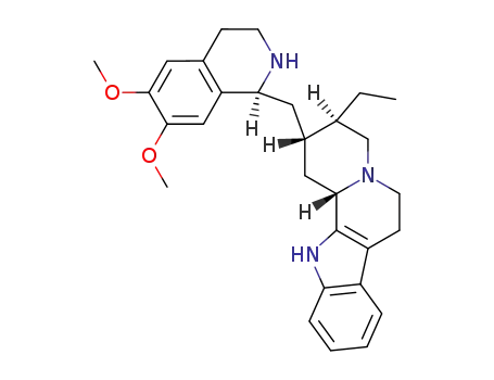 Molecular Structure of 64091-47-0 ((2S,3R,12bS)-2-[(6,7-dimethoxy-1,2,3,4-tetrahydroisoquinolin-1-yl)methyl]-3-ethyl-1,2,3,4,6,7,12,12b-octahydroindolo[2,3-a]quinolizine)