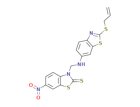 Molecular Structure of 64178-55-8 (6-nitro-3-({[2-(prop-2-en-1-ylsulfanyl)-1,3-benzothiazol-6-yl]amino}methyl)-1,3-benzothiazole-2(3H)-thione)