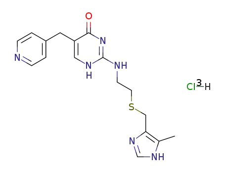 4(1H)-Pyrimidinone, 2-((2-(((5-methyl-1H-imidazol-4-yl)methyl)thio)ethyl)amino)-5-(4-pyridinylmethyl)-, trihydrochloride